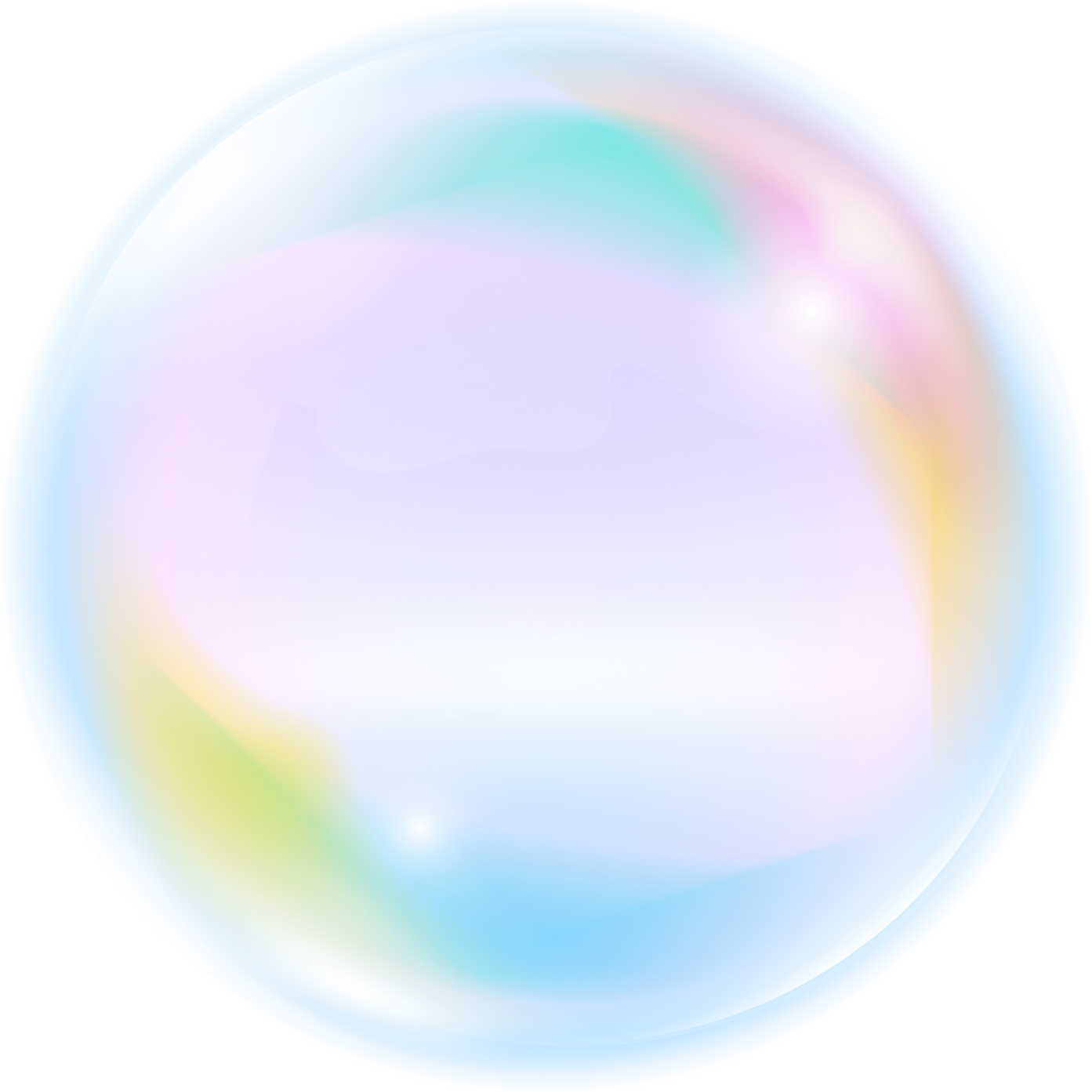 Rainbow color underwater bubble. Realistic water foam